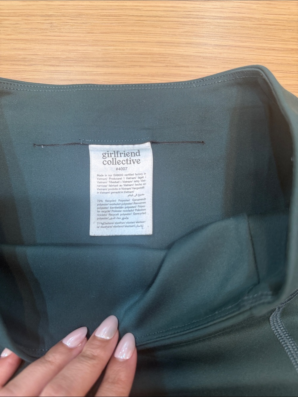 Girlfriend Collective High-Waist Forest Green Performance Leggings - Picture 4 of 6
